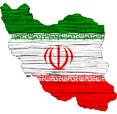 Flags Asia Iran Map 