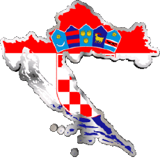 Fahnen Europa Kroatien Karte 