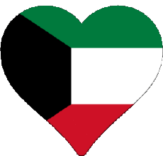 Drapeaux Asie Koweït Coeur 