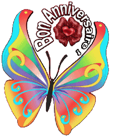 Mensajes Francés Bon Anniversaire Papillons Fondo transparente 003 
