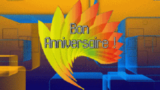 Messages Français Bon Anniversaire Abstrait - Géométrique Fond Animé 002 