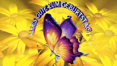 Nachrichten Deutsche Alles Gute zum Geburtstag Schmetterlinge Animierter Hintergrund 001 