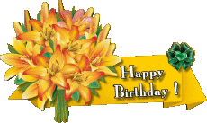 Messagi Inglese Happy Birthday Floral Sfondo trasparente 008 