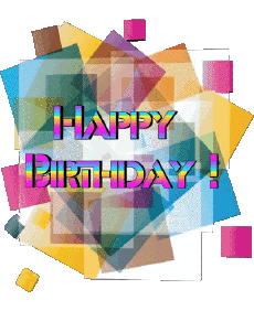 Messages English Happy Birthday Abstract - Geometric Transparent Background 015 