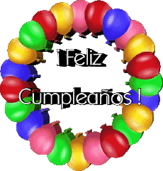 Messages Spanish Feliz Cumpleaños Globos - Confeti 008 