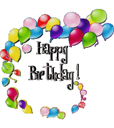 Mensajes Inglés Happy Birthday Balloons - Confetti 012 