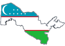 Flags Asia Uzbekistan Map 