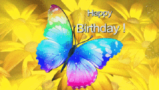 Nachrichten Englisch Happy Birthday Butterflies Animierter Hintergrund 001 