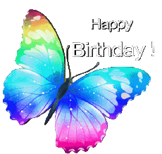 Messagi Inglese Happy Birthday Butterflies Sfondo trasparente 005 