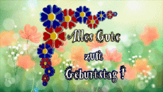 Messages Allemand Alles Gute zum Geburtstag Blumen Fond Animé 001 