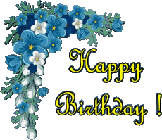 Messagi Inglese Happy Birthday Floral Sfondo trasparente 002 