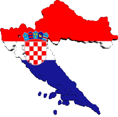 Bandiere Europa Croazia Carta Geografica 
