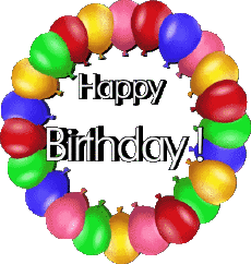 Messages Anglais Happy Birthday Balloons - Confetti 008 