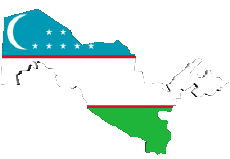 Bandiere Asia Uzbekistan Carta Geografica 