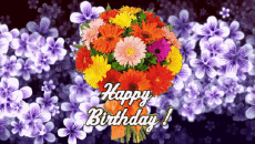 Messages Anglais Happy Birthday Floral Fond Animé 003 