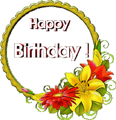 Messages English Happy Birthday Floral Transparent Background 017 