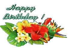 Nachrichten Englisch Happy Birthday Floral Transparenter Hintergrund 001 