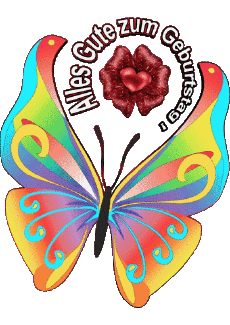 Messages Allemand Alles Gute zum Geburtstag Schmetterlinge Fond Transparent 003 