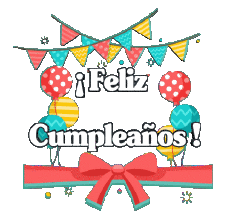 Messagi Spagnolo Feliz Cumpleaños Globos - Confeti 006 
