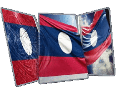 Drapeaux Asie Laos Forme 01 