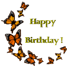 Messages Anglais Happy Birthday Butterflies Fond Transparent 009 