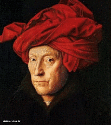 Humor -  Fun Morphing - Sehen Sie aus wie Maler Künstler Eindämmung Covid Kunst Nachbildungen Getty Herausforderung - Jan Van Eyck 