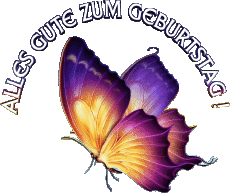 Messages German Alles Gute zum Geburtstag Schmetterlinge Transparent Background 001 