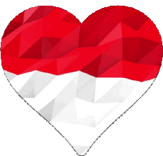 Banderas Asia Indonesia Corazón 