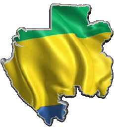Flags Africa Gabon Map 