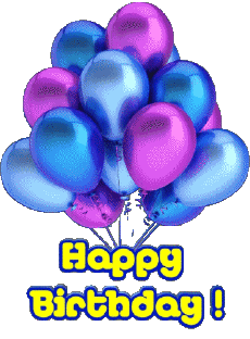Messages English Happy Birthday Balloons - Confetti 004 
