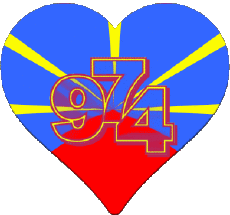 Banderas Francia D.O.M - T.O.M La Réunion Corazón 