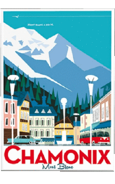 Humor - Fun ART Carteles retro - Lugares France Chamonix 