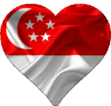Banderas Asia Singapur Corazón 
