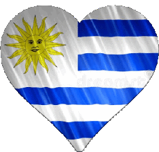 Drapeaux Amériques Uruguay Coeur 