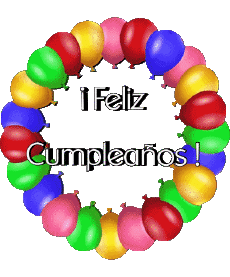 Mensajes Español Feliz Cumpleaños Globos - Confeti 008 