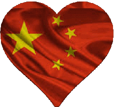 Drapeaux Asie Chine Coeur 