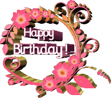 Messagi Inglese Happy Birthday Floral Sfondo trasparente 022 