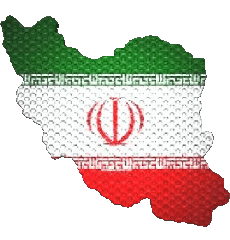 Fahnen Asien Iran Karte 