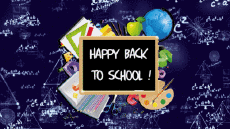 Messages Anglais Happy Back to School Fond Animé 002 