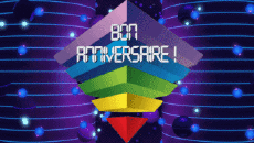 Messages Français Bon Anniversaire Abstrait - Géométrique Fond Animé 003 