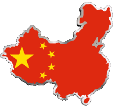 Bandiere Asia Cina Carta Geografica 