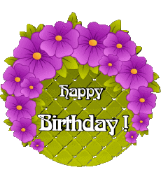Mensajes Inglés Happy Birthday Floral Fondo transparente 019 