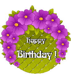 Nachrichten Englisch Happy Birthday Floral 019 