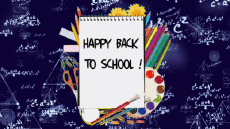 Messages Anglais Happy Back to School Fond Animé 002 