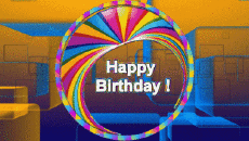 Mensajes Inglés Happy Birthday Abstract - Geometric Fondo animado 002 