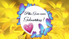 Mensajes Alemán Alles Gute zum Geburtstag Schmetterlinge Fondo animado 001 