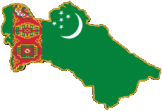 Banderas Asia Turkmenistán Mapa 