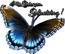 Mensajes Alemán Alles Gute zum Geburtstag Schmetterlinge Fondo transparente 006 