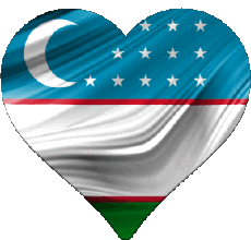 Fahnen Asien Usbekistan Herz 