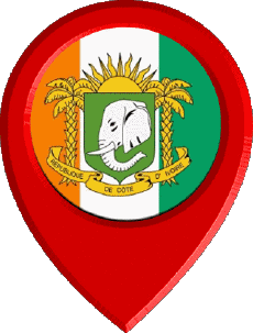 Flags Africa Ivory Coast Location Pin 